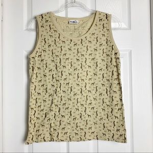 🔥Pugs Metallic Tan Leopard Paw Tank Top